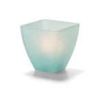 Thumbnail image #1 for Hollowick/Steelite Odyssey 67SSG Glass Votive Globe, 3"H x 3" Square, Miniature Pyramid Style, Satin Seafoam Crystal