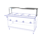 Thumbnail image #1 for NBR Equipment HT-4-SOS Single Stainless Steel Overshelf for 4-Well Hot Food Tables, 58-3/8"W x 12"D x 13"H, 18 Gauge