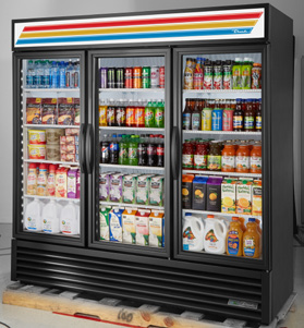 Product image #6 for True GDM-72-HC~TSL01 Three-Section Glass Door Refrigerated Merchandiser, Standard Look, Self-Contained Bottom-Mount