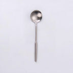 Thumbnail image #1 for Kadra Kitchenware Vikko Dine VF-SS20-AS Bouillon Soup Spoon, Brushed Silver 18/10 Stainless Steel Case of 12