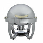 Thumbnail image #1 for Libertyware European CHAS831 Round 4-1/2 Qt Stainless Steel Roll-Top Chafer with Canned Heat