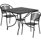 Thumbnail image #1 for Flash Furniture CO-35SQ-03CHR2-BK-GG 35-1/2" Square Patio Table Set with 2 Stacking Arm Chairs, Black