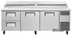 Thumbnail image #12 for True 93.5-Inch 2-Section Pizza Prep Table with 2 Drawers, 2 Doors, and White Poly Cutting Board