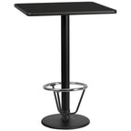 Thumbnail image #1 for Flash Furniture XU-BLKTB-3030-TR18B-3CFR-GG Bar-Height Square Table, 30 x 30 in, Black Laminate, 18 in Round Base