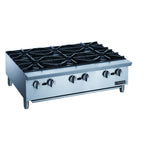 Thumbnail image #2 for Dukers Appliance Co., USA Ltd. DCHPB36 Gas Countertop Hotplate, 6 Burners, Stainless Steel, Cast Iron Grates, 36-inch