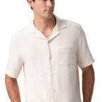 Thumbnail image #1 for Chef Works SBC01-OAT-2XL Men's Short-Sleeve Camp Shirt, Button Front, Notched Collar, Oatmeal, 2XL