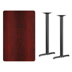 Thumbnail image #2 for Flash Furniture XU-MAHTB-3048-T0522B-GG Rectangular Bar-Height Pedestal Table, 48"W x 30"D x 43-1/8"H, Mahogany Laminate, Black PVC Edge