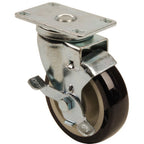 Thumbnail image #1 for AllPoints Foodservice Parts & Supplies 35541 4-Inch Blue Polyurethane Swivel Plate Caster with Brake