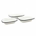 Thumbnail image #1 for TableCraft Products Enamelware 80015 Rectangular Serving Pan, 40 oz., Porcelain Enamel-Coated Steel, White with Black Rim, 11 x 8-1/8 x 2-3 Case of 4