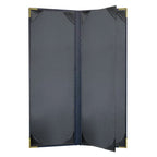 Thumbnail image #2 for Risch Harley HARST-4V 4.25X14 Padded Faux-Leather 4-View Booklet Menu Cover, 4-1/4" x 14" Case of 25