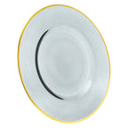 Thumbnail image #1 for Kadra Kitchenware Vikko Decor VD-PCH13-SM 13-Inch Smoked Glass Charger Plate with Gold Rim Case of 12
