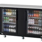 Thumbnail image #1 for Refrigeration X XBB-3SG-N6 Two-Section Back Bar Cooler, 69"W x 27-1/4"D x 37-1/8"H, 2 Glass Doors, Black Exterior