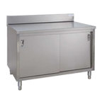 Thumbnail image #1 for Tarrison Products Ltd. Servery TC-C2442B Stainless Steel Enclosed Work Table with Sliding Doors, 42"W x 24"D, 6"H Backsplash