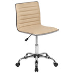 Thumbnail image #1 for Flash Furniture DS-512B-TAN-GG Upholstered Swivel Task Chair, Low Back, Tan Vinyl, Pneumatic Height Adjustment, Casters