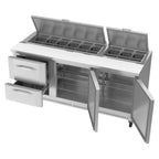 Thumbnail image #2 for Victory Refrigeration UltraSpec™ VSPD72HC-18-2 Three-Section Sandwich Prep Table, 72"W, 2 Doors, 2 Drawers, Self-Contained