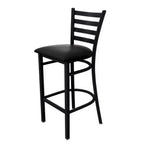 Thumbnail image #1 for Tarrison Products Ltd. ISG0403UBLBL-KIT Commercial Bar Stool, Armless Grid-Back Wood Back, Black Vinyl Upholstered Seat