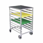 Thumbnail image #1 for SPG International Kelmax 4J0587 Mobile Half-Size Pan Rack, 6-Pan Capacity, 18 x 26-Inch Pans, 5-Inch Centers, End Loading, Stainless Steel