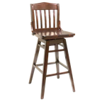 Thumbnail image #2 for JustChair Manufacturing W36430-SWL Swivel Bar Stool, Schoolhouse Slat Back, Solid Wood Seat, Armless, Wood Leg Base