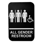 Thumbnail image #1 for TableCraft Products Cash & Carry 695653 All-Gender Restroom Sign, ADA Braille/Tactile, White on Black, 6 x 9 in Case of 72