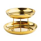 Thumbnail image #1 for TableCraft 13450 Two-Tiered Round Seafood Tower, Gold-Mirror Double-Wall Stainless Steel, 12" & 14" Bowls Case of 4