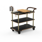 Thumbnail image #1 for Steelite Mogogo, Roll'n MGCRNX13MBXX Mixology Service Cart with Nero Marquina Marble Shelves, Brushed Brass Finish