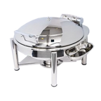 Thumbnail image #1 for Eastern Tabletop Crown 3938PLB Round Induction Chafer, 6 qt, Stainless Steel, Hinged Cover