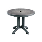 Thumbnail image #1 for Grosfillex Aquaba US921002 Outdoor Restaurant Table, 38" Round Zinc Top, Umbrella Hole, Charcoal Legs