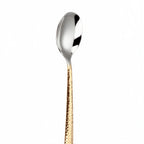 Thumbnail image #1 for Kadra Kitchenware Vikko Crown VC-201-SS Bouillon Soup Spoon, Gold Handle, 18/10 Stainless Steel, Onyx Case of 12