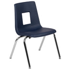 Thumbnail image #1 for Flash Furniture ADV-SSC-16NAVY Stacking School Chair, 16" Seat Height, Navy Polypropylene Seat, Chrome-Plated Steel Frame
