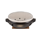 Thumbnail image #1 for Korin Inc Bizen KON-134 Round Clay Japanese Konro Grill, 11-inch Diameter x 4-1/2-inch High, with Net and Double Handles