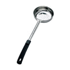 Thumbnail image #1 for Browne USA Foodservice 5757281 8 oz Perforated Stainless Steel Portion Spoon with Black Plastic Handle