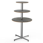 Thumbnail image #1 for Steelite International Mogogo, Polo MGCPPR01GSXX 3-Tier Round Buffet Display Table, 30" Diameter x 55"H, Grey Slate Top, Stainless Steel Base