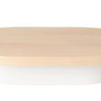 Thumbnail image #1 for Cal-Mil Blonde 22411-3-71 Oval Buffet Riser, 18" x 10" x 3"H, Maple Wood Top, White Metal Base
