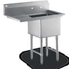 Thumbnail image #4 for Steel Works Stainless SWS1C242414-18L-316 1-Compartment Stainless Steel Sink, 24 x 24 x 14 in Bowl, Left Drainboard, 16-Gauge Top