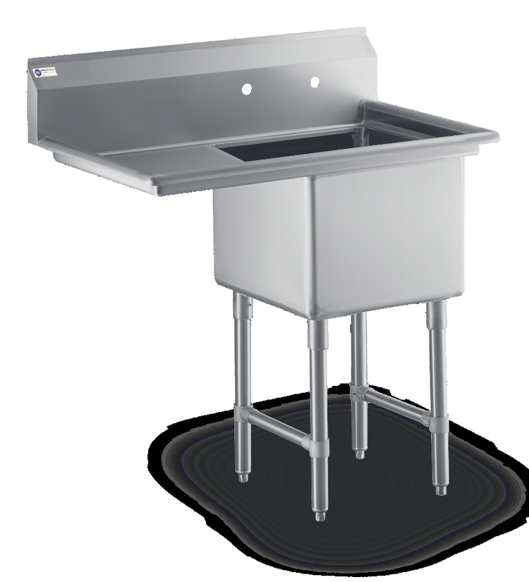 Product image #4 for Steel Works Stainless 1 Compartment Sink with Left Drainboard, 24 x 24 x 14 Inch Bowl