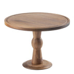 Thumbnail image #1 for TableCraft Products Acacia 11442 Round Wood Cake Plate with Stand, 12-1/2" Diameter x 9"H Case of 6