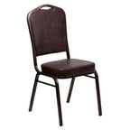Thumbnail image #1 for Flash Furniture Hercules FD-C01-COPPER-BRN-VY-GG Stacking Banquet Chair, Brown Vinyl Upholstered Seat and Back, Copper Vein Frame
