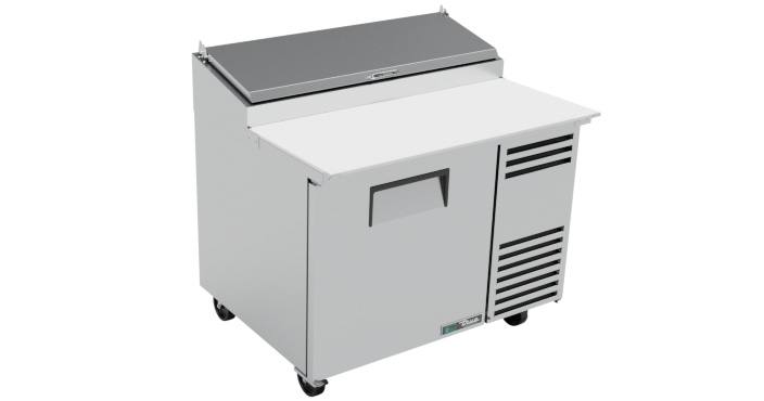 Product image #10 for True TPP-AT-44-HC 44-3/4-Inch Pizza Prep Table with 1 Door, 6-Pan Top, and 19-1/2-Inch Cutting Board