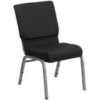 Thumbnail image #1 for Flash Furniture Hercules FD-CH02185-SV-JP02-GG Stacking Church Chair, Patterned Fabric Upholstery, Book Pouch, Silver Vein Frame