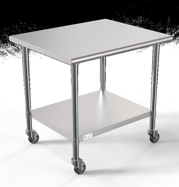Product image #2 for KoolMore 36 Inch x 30 Inch Stainless Steel Work Table with Undershelf and Lockable Casters