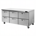 Thumbnail image #1 for Blue Air FSE LLC BLUR72-D6-HC Three-Section Undercounter Refrigerator, 6 Drawers, Stainless Steel, Rear-Mounted Self-Contained Refrigeration