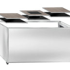 Thumbnail image #1 for Eastern Tabletop ZK901TSSS Mobile Collapsible Stainless Steel Triple-Tile Buffet Table Frame with Locking Casters, 66.7"W x 31"D x 32"H