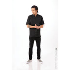 Thumbnail image #1 for Chef Works Springfield BCSZ009-BLK-5XL Men's Short-Sleeve Chef Coat, Black Poly/Cotton, 5XL