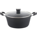 Thumbnail image #1 for Kadra Kitchenware Millvado MR-07-BK 7 qt Non-Stick Sauce Pot with Glass Lid, Soft-Grip Handle, Black