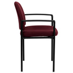 Thumbnail image #2 for Flash Furniture BT-516-1-BY-GG Stackable Side Reception Chair, Burgundy Upholstery, Curved Arms, Black Tubular Steel Frame