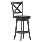 Thumbnail image #1 for Flash Furniture ES-UN1-29-GY-GG Swivel Crossback Bar Stool with Padded LeatherSoft Seat, Wood Frame, Gray Wash Walnut