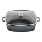 Thumbnail image #1 for Steelite International Aluchef AP282812 Square Casserole Dish with Glass Lid, Stainless Steel Knob, 5.25 qt, Gray