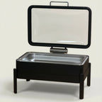 Thumbnail image #2 for Eastern Tabletop Ecoburner EB15509 Powered Waterless Rectangular Chafing Dish with Hinged Cover, Matte Black