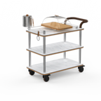 Thumbnail image #1 for Steelite Mogogo, Roll'n MGCRNX04CSXX Cheese Plate & Wine Serving Cart, Carrera White Marble Shelves, Ice Bucket