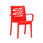 Thumbnail image #1 for Grosfillex Essenza US118414 Outdoor Red Resin Stacking Armchair with Cut-Out Back Case of 16
